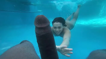 Amateur webcam girl gets crushed by huge black cock in underwater encounter